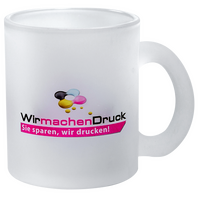 Glastasse frontal bedruckt