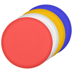 aufgereihte Frisbees in 4 Farben 