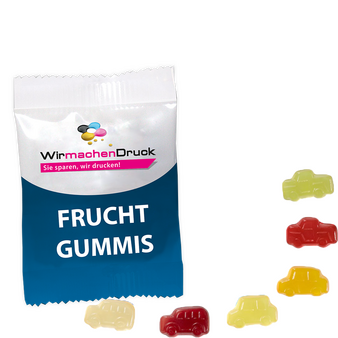 Fruchtgummi, farbig bedruckt, Motiv