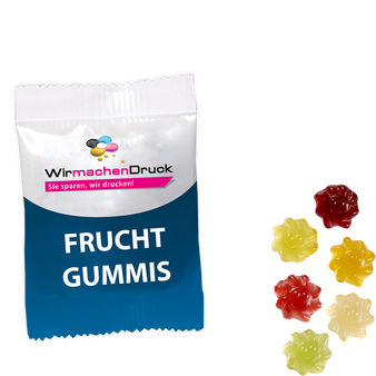 Fruchtgummi-Tütchen 10g (Form: Sonne), 4/0 farbig einseitig bedruckt