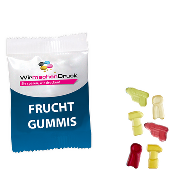 Fruchtgummi-Tütchen 10g (Form: Werkzeuge), 4/0 farbig einseitig bedruckt