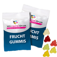 Fruchtgummi-Tütchen 10g (Form: Fahrradfahrer), 4/4 farbig beidseitig bedruckt