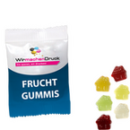 Fruchtgummi-Tütchen 10g (Form: Haus), 4/0 farbig einseitig bedruckt