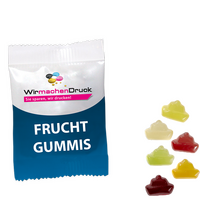 Fruchtgummi-Tütchen 10g (Form: Schiff), 4/0 farbig einseitig bedruckt