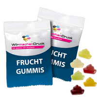 Fruchtgummi-Tütchen 10g (Form: Schiff), 4/4 farbig beidseitig bedruckt