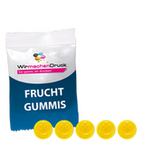 Fruchtgummi-Tütchen 10g (Form: Smiley), 4/0 farbig einseitig bedruckt