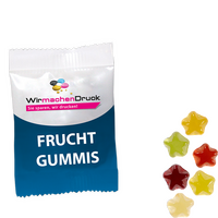 Fruchtgummi-Tütchen 10g (Form: Sternchen), 4/0 farbig einseitig bedruckt