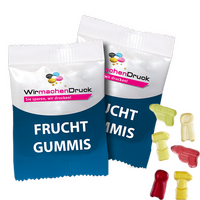 Fruchtgummi-Tütchen 10g (Form: Werkzeuge), 4/4 farbig beidseitig bedruckt