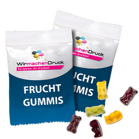 Fruchtgummi-Tütchen 10g Fruchtsaft (Form: Bärchen), 4/4 farbig beidseitig bedruckt