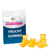 Fruchtgummi-Tütchen 20g Honig (Form: Bärchen), 4/0 farbig einseitig bedruckt