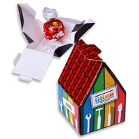 Geschenkverpackung in Hausform (4 x 4 x 3 cm) einseitig bedruckt 4/0-farbig