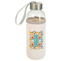 Glasflasche mit Neoprenhülle bedruckt
