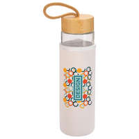 Glasflasche mit Neoprenhülle bedruckt