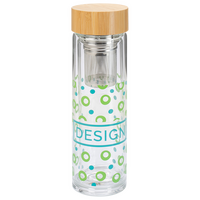 Glas-Thermoflasche mit Teesieb bedruckt