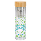 Glas-Thermoflasche mit Teesieb bedruckt