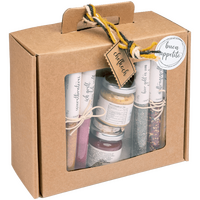 Gourmetbox Gewürzexplosion Außenansicht mit Sichtfenster und Blick auf Inhalt