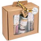 Gourmetbox Gewürzexplosion Außenansicht mit Sichtfenster und Blick auf Inhalt