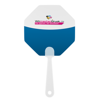 Handf&auml;cher in Stoppschild-Form mit Griff, beidseitig 4/4-farbig bedruckt