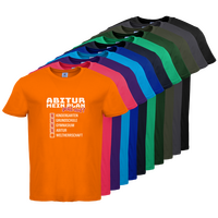 Tshirt, farbig bedruckt, Vorderseite, verschiedene Farben