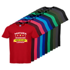 Tshirt, farbig bedruckt, Vorderseite, verschiedene Farben