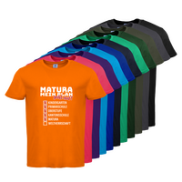 Tshirt, farbig bedruckt, Vorderseite, verschiedene Farben