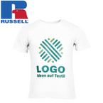 Herren-T-Shirt Organic, weiß - Russell, mit einer Druckposition