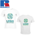 Herren-T-Shirt Organic, weiß - Russell, mit zwei Druckpositionen