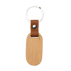 Holz-Schlüsselanhänger oval mit Leder