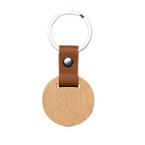 Holz-Schlüsselanhänger rund mit Leder