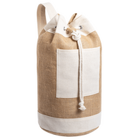 Jute-Seesack mit Kordelzugverschluss und Fach, ohne Werbeanbringung