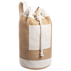 Jute-Seesack mit Kordelzugverschluss und Fach, ohne Werbeanbringung