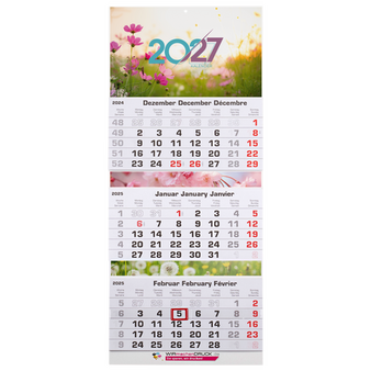 Kalendermuster 3-Monatswandkalender (Mehrblock), 30 x 70 cm (4/0-farbig)