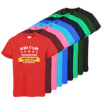 Tshirt, farbig bedruckt, Vorderseite, verschiedene Farben