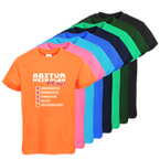 Tshirt, farbig bedruckt, Vorderseite, verschiedene Farben
