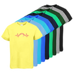 Tshirt, farbig bedruckt, Vorderseite, verschiedene Farben