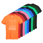 Tshirt, farbig bedruckt, Vorderseite, verschiedene Farben