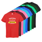 Tshirt, farbig bedruckt, Vorderseite, verschiedene Farben