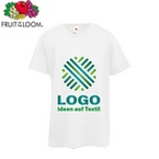 Kinder-T-Shirt Premium, weiß - Fruit of the Loom, mit einer Druckposition
