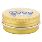 Lippenbalsam in goldener Dose, bedruckt
