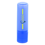 Lippenpflegestift im blauen transparentem Etui, bedruckt