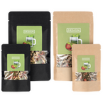 Tee in großen und kleinen Beuteln, schwarz und natur farben