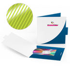 Mappe für CD-Verpackung 13,5 x 13,5 cm, 2-teilig mit Verschluss, 4/0 farbig (Außenseite bedruckt), mit partieller UV-Lack-Veredelung