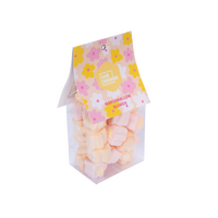 Marshmallow Blumen im Folienbeutel, farbig bedruckt, neutrales Muster
