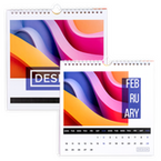 Monatskalender mit Lochung 15 Blatt (12 Monate + 3 Deckblätter) beidseitig bedruckt 4/4 farbig, Quadrat (148 x 148 mm)