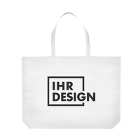 Non-Woven-Tasche weiß, mit Bodenfalte, lange Henkel