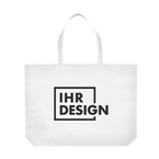 Non-Woven-Tasche weiß, mit Bodenfalte, lange Henkel
