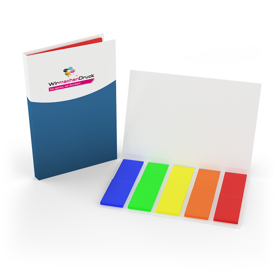 500 Stk. Papiermarker-Set 40 Blatt im bedruckten Softcover-Kartonumschlag, 4/0-farbig bedruckt
