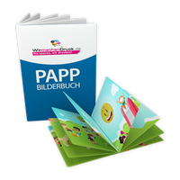 Pappbilderbuch mit Lay-Flat-Bindung DIN A4 hoch 16 Seiten 4/4-farbig beidseitig bedruckt