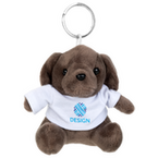 brauner Hund mit weißem T-Shirt vorne bedruckt 