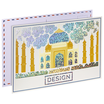 Postkarte, DIN A6 quer (14,8 x 10,5 cm), mit partieller Glitzer-Lackveredelung